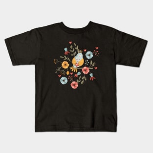 BoHo Bird and Flowers Kids T-Shirt